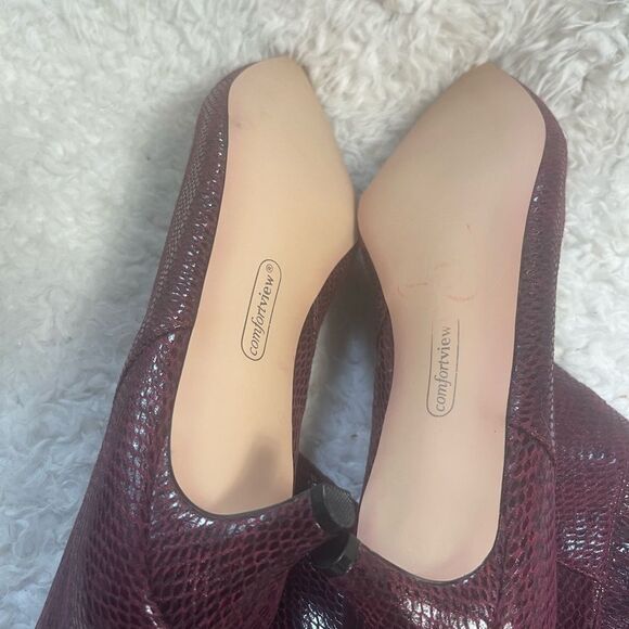 Comfortview Wide Calf Boot synthetic lizard print Burgundy KneeHigh Boots SZ12WW - Picture 12 of 12